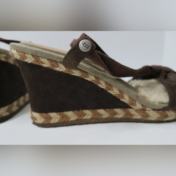 UGG AUSTRALIA AMELIE Espadrilles Wrap Lace Sandals 8 Wedge Heel - Picture 5 of 7